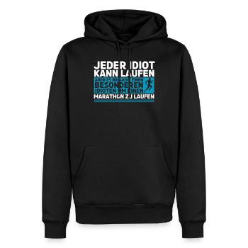 Halbmarathon, Marathon, Läufer - Männer Premium Bio Hoodie - Schwarz - Vorne - Nico (187cm)