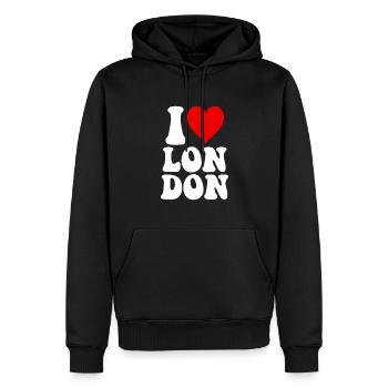 I love London - Männer Premium Bio Hoodie - Schwarz - Vorne - Nico (187cm)