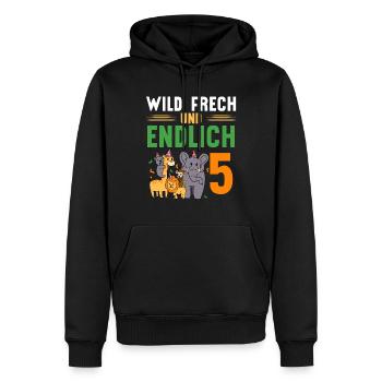 Wild Frech und Endlich 5 Jahre, 5. Geburtstag - Männer Premium Bio Hoodie - Schwarz - Vorne - Nico (187cm)