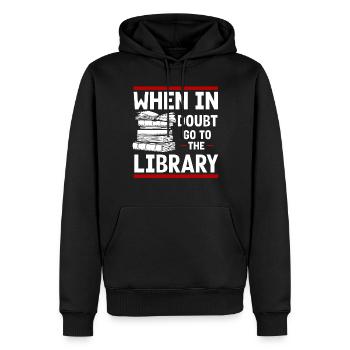 Bibliothek Bibliothekar, - Männer Premium Bio Hoodie - Schwarz - Vorne - Nico (187cm)
