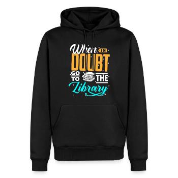 Bibliothek Bibliothekar, - Männer Premium Bio Hoodie - Schwarz - Vorne - Nico (187cm)