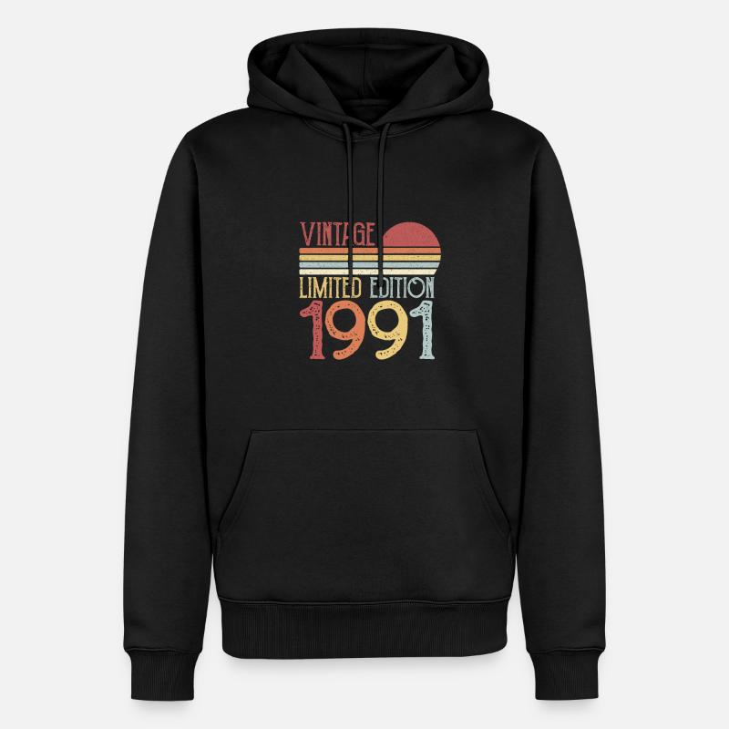 1991 Édition limitée - Sweat à capuche Premium bio Homme - noir