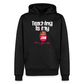 Teaching is my Jam Back to School Teachers - Men’s Premium Organic Hoodie - black - Front - Nico (187cm)