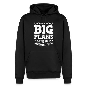 Er Hat Große Pläne Für Mich, Jeremiah 29:11 Psalm - Männer Premium Bio Hoodie - Schwarz - Vorne - Nico (187cm)