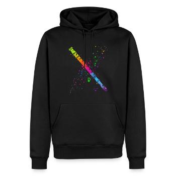 Flûte, Jouer de la flûte, - Sweat à capuche Premium bio Homme - noir - Devant - Nico (187cm)