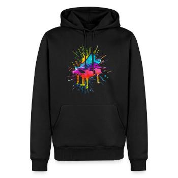 Piano, Pianiste - Sweat à capuche Premium bio Homme - noir - Devant - Nico (187cm)