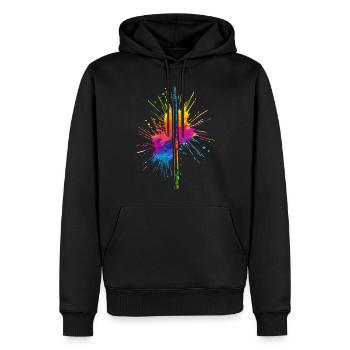 Flûte, Jouer de la flûte, - Sweat à capuche Premium bio Homme - noir - Devant - Nico (187cm)
