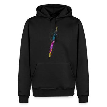Flûte, Jouer de la flûte, - Sweat à capuche Premium bio Homme - noir - Devant - Nico (187cm)