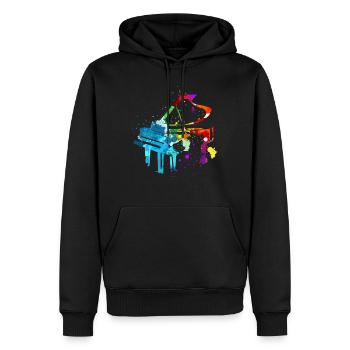 Piano, Pianiste - Sweat à capuche Premium bio Homme - noir - Devant - Nico (187cm)