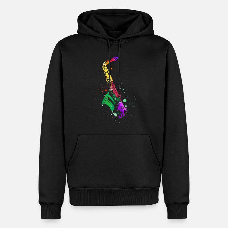 Saxophone, SAXOPHONISTE - Sweat à capuche Premium bio Homme - noir