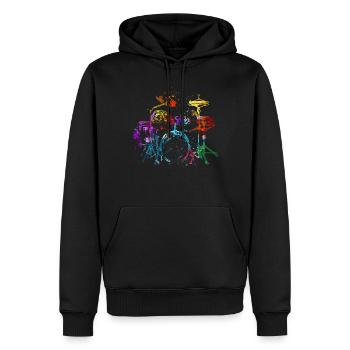Batterie, batteur - Sweat à capuche Premium bio Homme - noir - Devant - Nico (187cm)