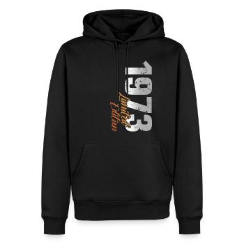 50. Geburtstag Jahrgang 1973. 50 Jahre - Männer Premium Bio Hoodie - Schwarz - Vorne - Nico (187cm)