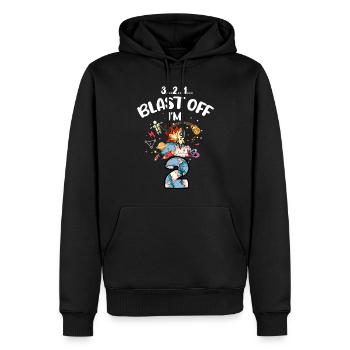 Blast Off J’ai 2 ans, 2ème anniversaire - Sweat à capuche Premium bio Homme - noir - Devant - Nico (187cm)