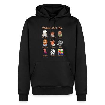 History of Art Famous Classical Painters - Men’s Premium Organic Hoodie - black - Front - Nico (187cm)