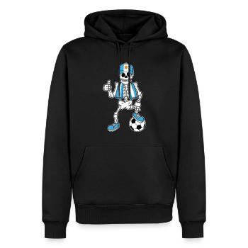 Argentinisches Fußballfan Skelett - Männer Premium Bio Hoodie - Schwarz - Vorne - Nico (187cm)
