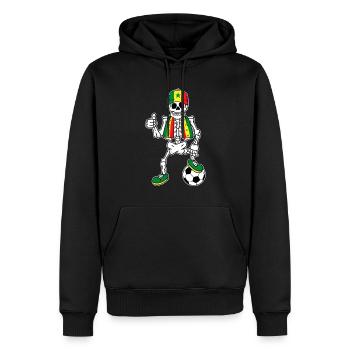 Senegalesisches Fußballfan Skelett - Männer Premium Bio Hoodie - Schwarz - Vorne - Nico (187cm)