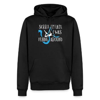 Gagnant de l’air. Soie aérienne - Sweat à capuche Premium bio Homme - noir - Devant - Nico (187cm)
