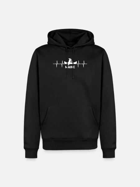 Maine, Paddelnder Elch - Männer Premium Bio Hoodie - Schwarz