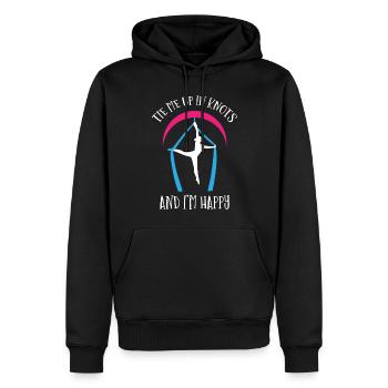 Gagnant de l’air. Soie aérienne - Sweat à capuche Premium bio Homme - noir - Devant - Nico (187cm)