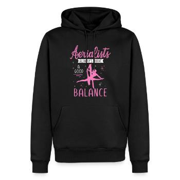 Gagnant de l’air. Soie aérienne - Sweat à capuche Premium bio Homme - noir - Devant - Nico (187cm)