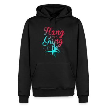 Gagnant de l’air. Soie aérienne - Sweat à capuche Premium bio Homme - noir - Devant - Nico (187cm)