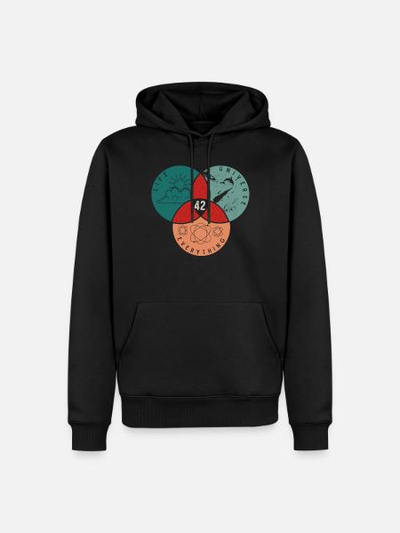 42 Life Universe Everything - Men’s Premium Organic Hoodie - black