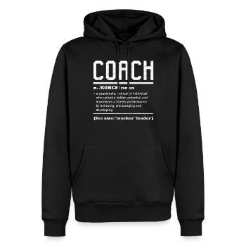 Coach Definition, Trainerteam - Männer Premium Bio Hoodie - Schwarz - Vorne - Nico (187cm)
