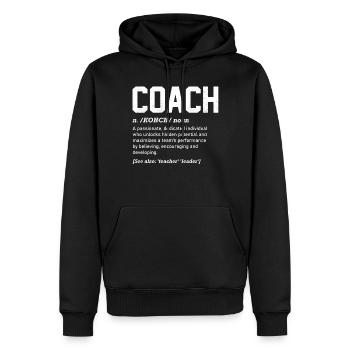 Coach Definition, Trainerteam - Männer Premium Bio Hoodie - Schwarz - Vorne - Nico (187cm)