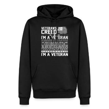 Veteranen Credo, Veteranen - Männer Premium Bio Hoodie - Schwarz - Vorne - Nico (187cm)