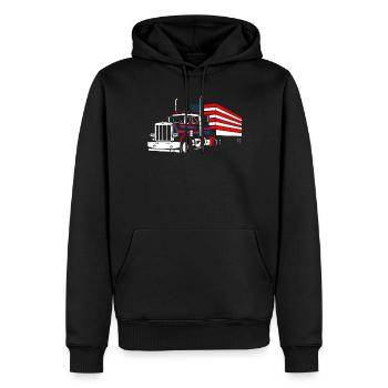 LKW -Fahrer US -Flagge - Männer Premium Bio Hoodie - Schwarz - Vorne - Nico (187cm)