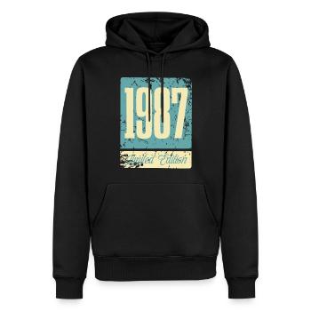 1987 Anniversaire de naissance Année de naissance - Sweat à capuche Premium bio Homme - noir - Devant - Nico (187cm)