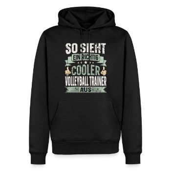 Volleyball Trainer - Männer Premium Bio Hoodie - Schwarz - Vorne - Nico (187cm)