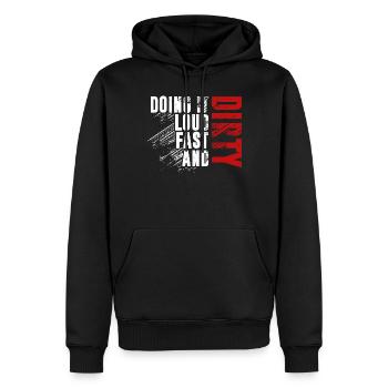Dirt Track Racing, Motocross-Biker, Motocross - Männer Premium Bio Hoodie - Schwarz - Vorne - Nico (187cm)
