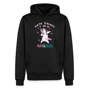 Professeur de mathématiques Licorne - Sweat à capuche Premium bio Homme - noir - Devant - Nico (187cm)