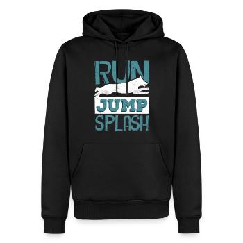 Dog diving, dock diving - Men’s Premium Organic Hoodie - black - Front - Nico (187cm)