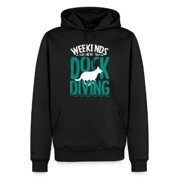Dog diving, dock diving - Men’s Premium Organic Hoodie - black - Front - Nico (187cm)