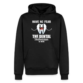 dentiste, cabinet dentaire, assistante dentaire, - Sweat à capuche Premium bio Homme - noir - Devant - Nico (187cm)