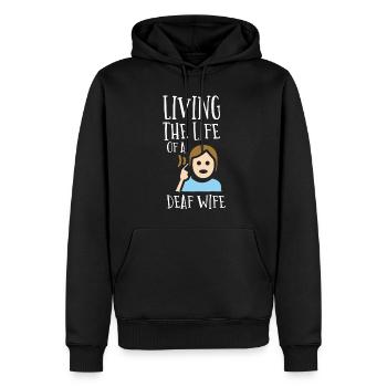 Deaf pride, hearing, disabled, deafness - Men’s Premium Organic Hoodie - black - Front - Nico (187cm)