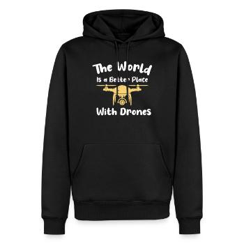 Drone flying, drones, drones, model aircraft - Men’s Premium Organic Hoodie - black - Front - Nico (187cm)