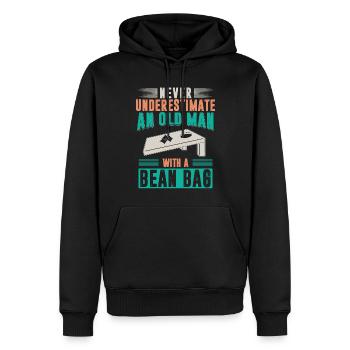 Cornhole-Spieler - Männer Premium Bio Hoodie - Schwarz - Vorne - Nico (187cm)