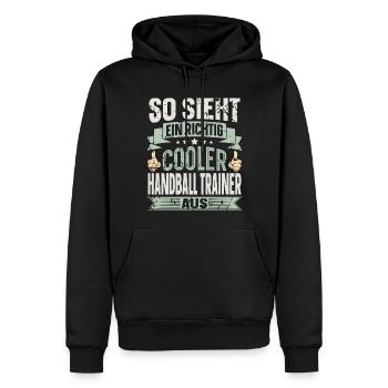 Handballtrainer Handball - Männer Premium Bio Hoodie - Schwarz - Vorne - Nico (187cm)