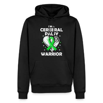 Hebral palsy, cerebral palsy consciousness - Men’s Premium Organic Hoodie - black - Front - Nico (187cm)