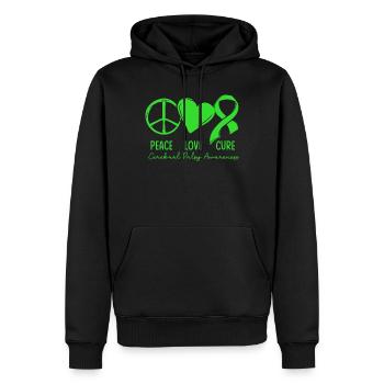 Hebral palsy, cerebral palsy consciousness - Men’s Premium Organic Hoodie - black - Front - Nico (187cm)