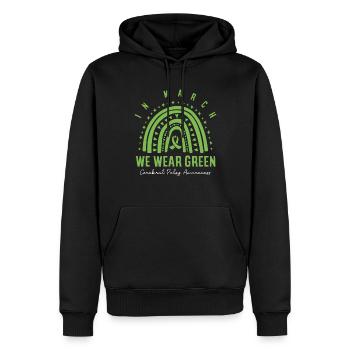 Hebral palsy, cerebral palsy consciousness - Men’s Premium Organic Hoodie - black - Front - Nico (187cm)