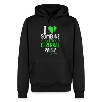 Hebral palsy, cerebral palsy consciousness - Men’s Premium Organic Hoodie - black - Front - Nico (187cm)