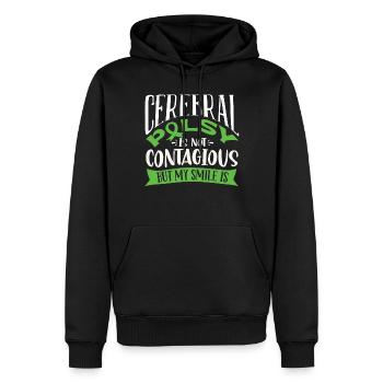 Hebral palsy, cerebral palsy consciousness - Men’s Premium Organic Hoodie - black - Front - Nico (187cm)