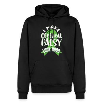Hebral palsy, cerebral palsy consciousness - Men’s Premium Organic Hoodie - black - Front - Nico (187cm)
