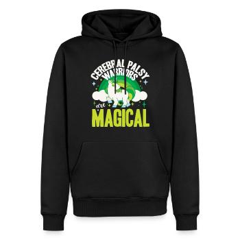 Hebral palsy, cerebral palsy consciousness - Men’s Premium Organic Hoodie - black - Front - Nico (187cm)