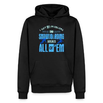 Snowboarders, Vacances snowboard, Matériel de snowboard - Sweat à capuche Premium bio Homme - noir - Devant - Nico (187cm)
