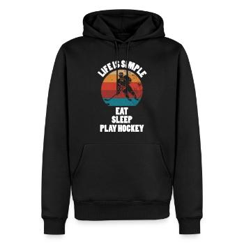 Joueur de hockey CE, bâton de hockey sur glace, hockey sur glace - Sweat à capuche Premium bio Homme - noir - Devant - Nico (187cm)